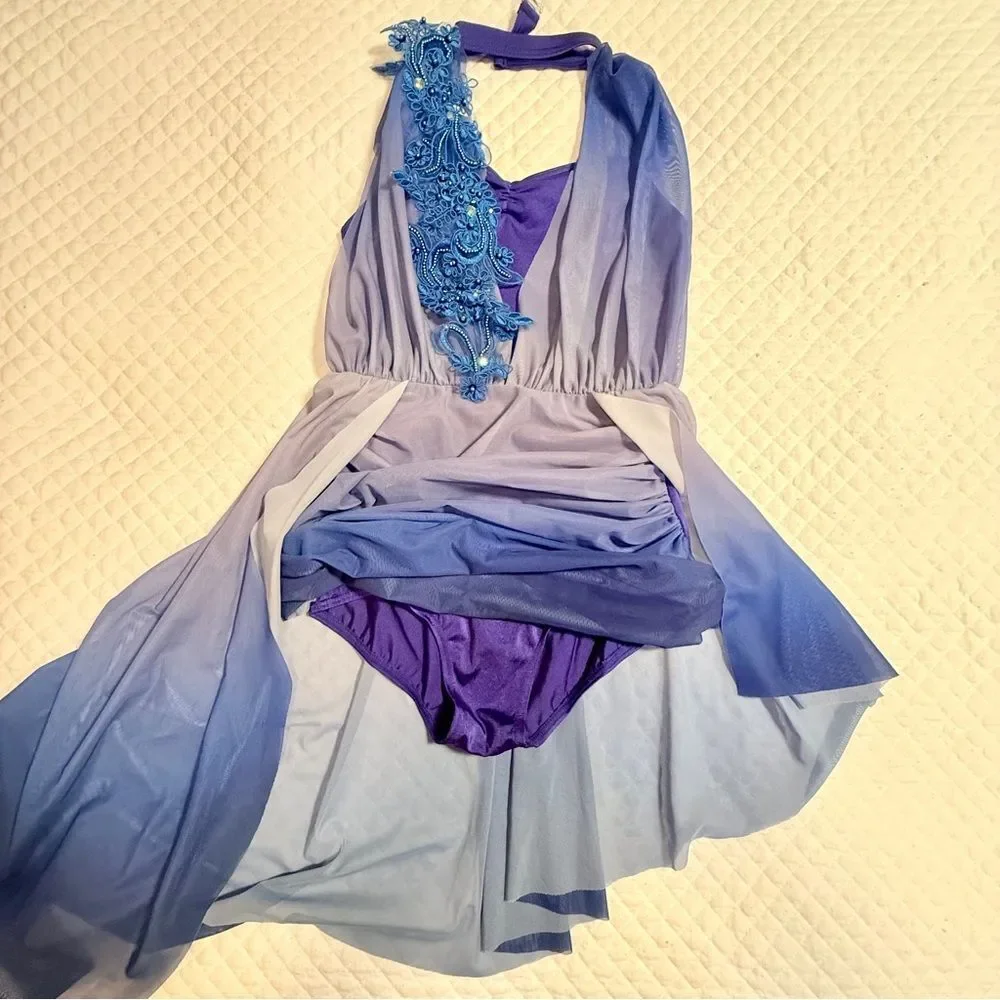 Weissman Blue Ombre Kids One Piece Dance Costume Leotard